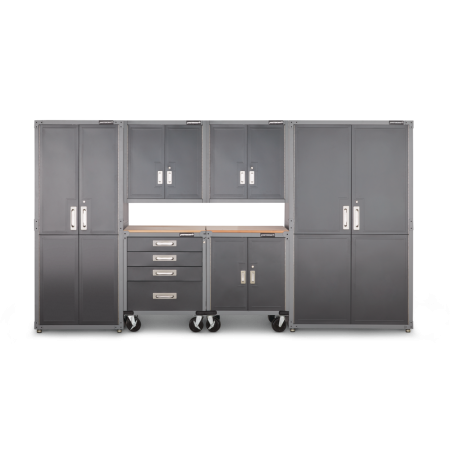 Mastercraft 2-Door Tall Cabinet with 3 Adjustable Shelves, Grey Series, 72 x 30 x 18-in