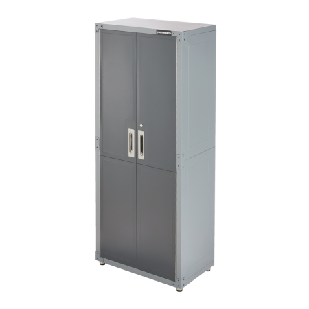 Mastercraft 2-Door Tall Cabinet with 3 Adjustable Shelves, Grey Series, 72 x 30 x 18-in