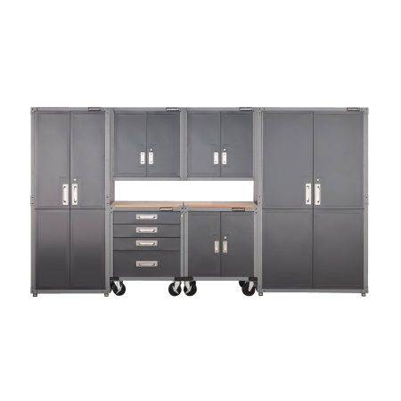 Mastercraft 2-Door Tall Cabinet with 3 Adjustable Shelves, Grey Series, 72 x 30 x 18-in