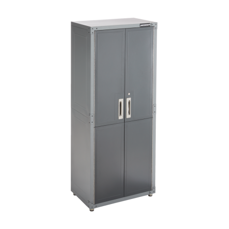 Mastercraft 2-Door Tall Cabinet with 3 Adjustable Shelves, Grey Series, 72 x 30 x 18-in