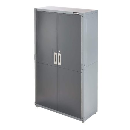 Mastercraft 2-Door Tall Cabinet with 3 Adjustable Shelves, Grey Series, 72 x 42 x 18-in