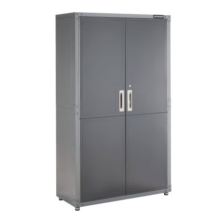 Mastercraft 2-Door Tall Cabinet with 3 Adjustable Shelves, Grey Series, 72 x 42 x 18-in