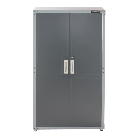 Mastercraft 2-Door Tall Cabinet with 3 Adjustable Shelves, Grey Series, 72 x 42 x 18-in