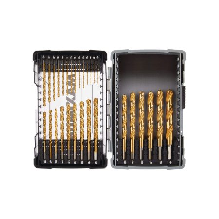 MAXIMUM Precision Point  7-edge Titanium Drill Bit Set for Wood, Metal, Plastic, 29-pc