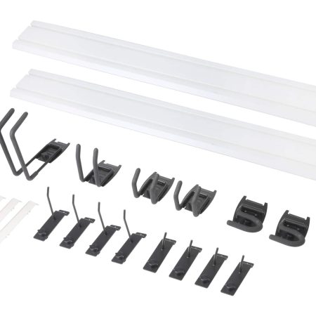 Mastercraft Slat Wall Multi-Purpose Storage System Kit with Utility Hooks, 20-pk