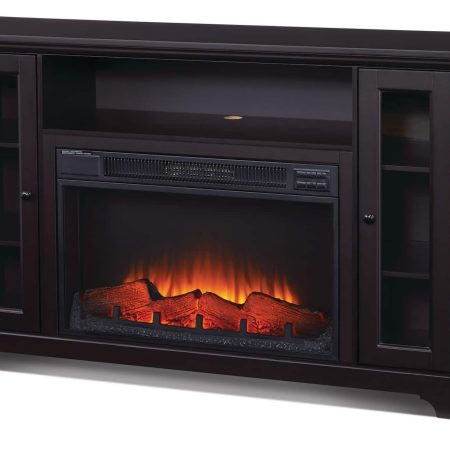 CANVAS Kingwood Media Electric Fireplace TV Stand, 57-in, 1500W, Includes Remote Control, Brown