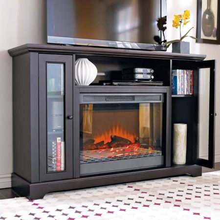 CANVAS Kingwood Media Electric Fireplace TV Stand, 57-in, 1500W, Includes Remote Control, Brown