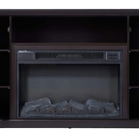 CANVAS Kingwood Media Electric Fireplace TV Stand, 57-in, 1500W, Includes Remote Control, Brown