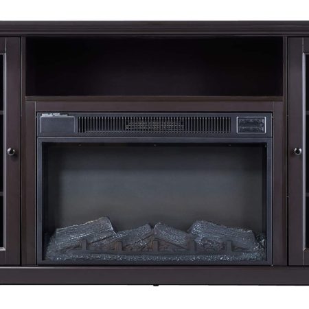 CANVAS Kingwood Media Electric Fireplace TV Stand, 57-in, 1500W, Includes Remote Control, Brown