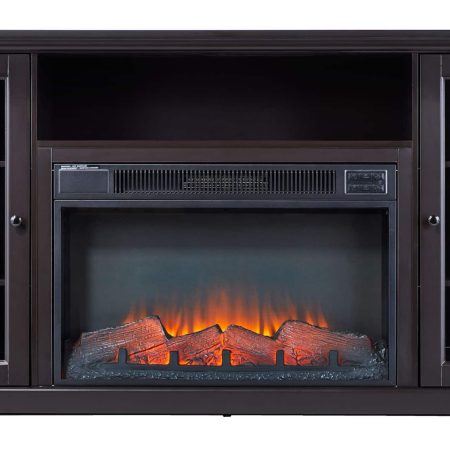 CANVAS Kingwood Media Electric Fireplace TV Stand, 57-in, 1500W, Includes Remote Control, Brown