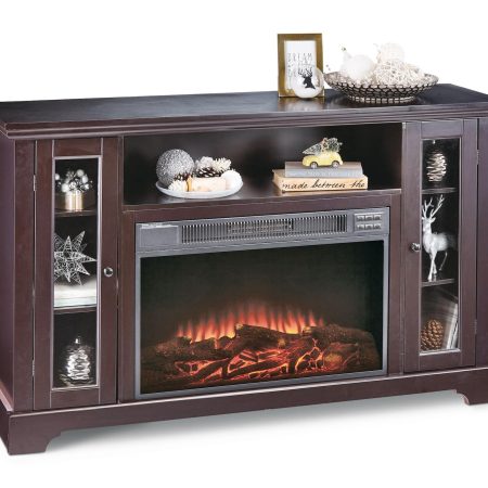 CANVAS Kingwood Media Electric Fireplace TV Stand, 57-in, 1500W, Includes Remote Control, Brown