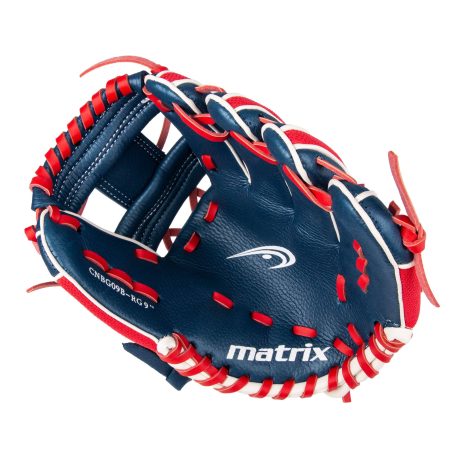 Matrix YTH Fielding Glove, Blue/Red, Left-Hand Catch, 9-in