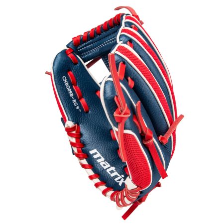 Matrix YTH Fielding Glove, Blue/Red, Left-Hand Catch, 9-in