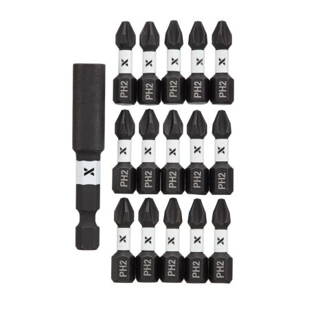 MAXIMUM PH2 Phillips Impact Ready Tic-Tac Screw Bit Set, 1-in, 16-pk