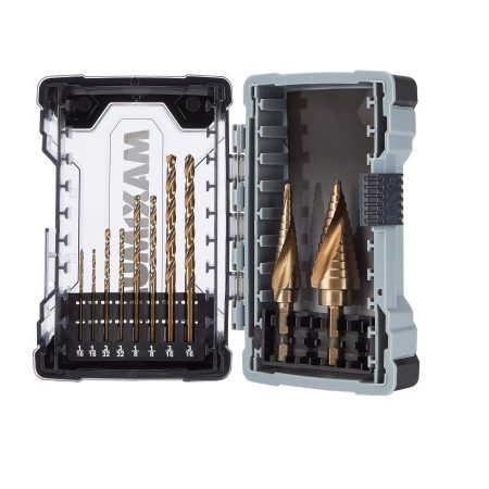 MAXIMUM Impact Cobalt Step Drill & Drill Bit Set for Wood, Metal, Plastic, Masonry, 10-pc