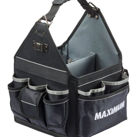 MAXIMUM Electricians Tote Tool Bag w/ Shoulder Strap, 35 Pockets, 11-in