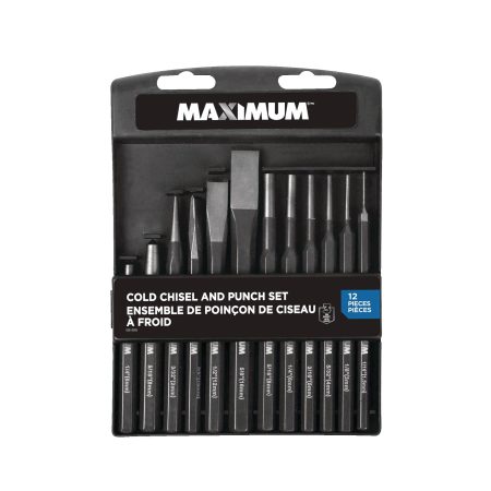 Maximum 12-pc Cold Chisel and Punch Set, High Carbon Steel