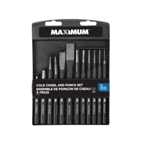 Maximum 12-pc Cold Chisel and Punch Set, High Carbon Steel