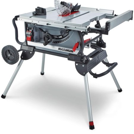 MAXIMUM 15 Amp Jobsite Table Saw with Rolling Stand, 10-in