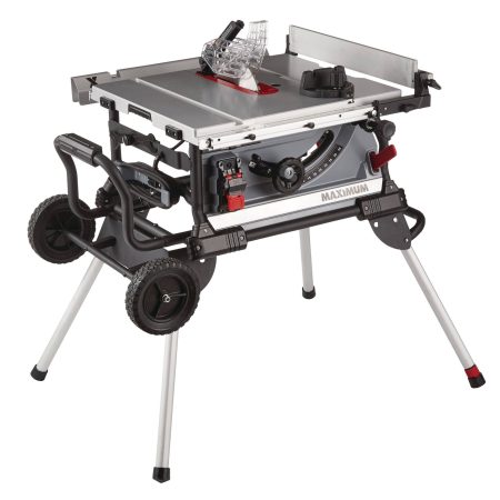 MAXIMUM 15 Amp Jobsite Table Saw with Rolling Stand, 10-in