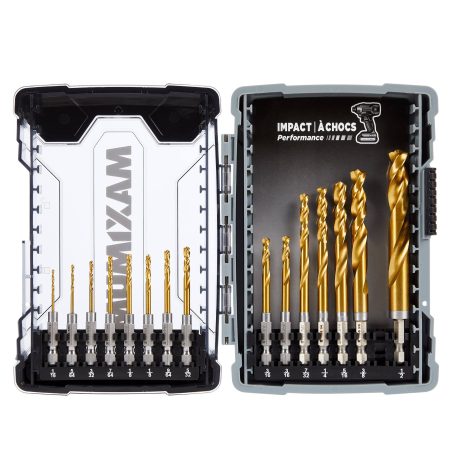 MAXIMUM Precision Point Impact 7-Edge Titanium Drill Bit Set for Wood, Metal, Plastic, 15-pc