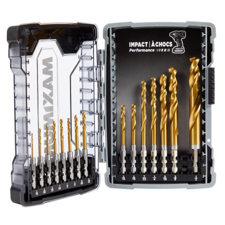 MAXIMUM Precision Point Impact 7-Edge Titanium Drill Bit Set for Wood, Metal, Plastic, 15-pc