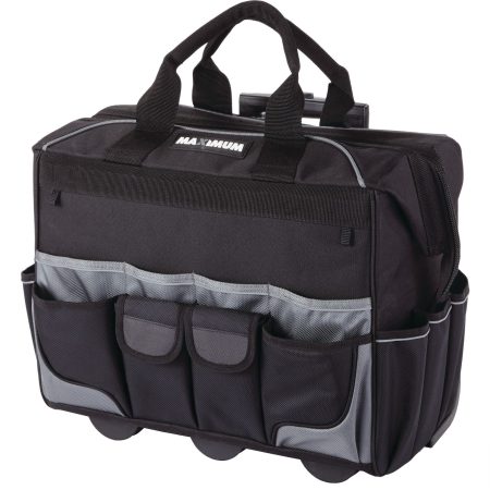 MAXIMUM Rolling Tote Tool Bag w/ Wheels, 24 Pockets, 18-in