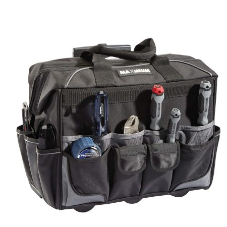 MAXIMUM Rolling Tote Tool Bag w/ Wheels, 24 Pockets, 18-in