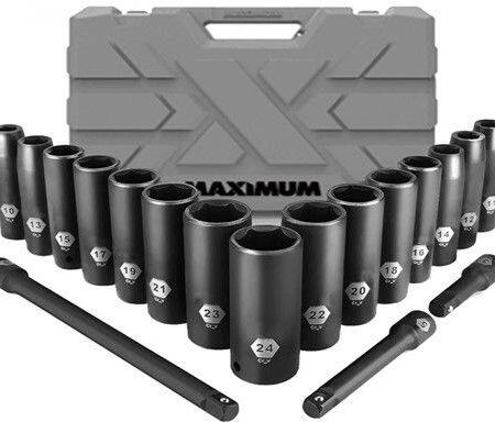 MAXIMUM 1/2-in Drive Professional Grade Impact Sockets Set, 18-pc, Metric