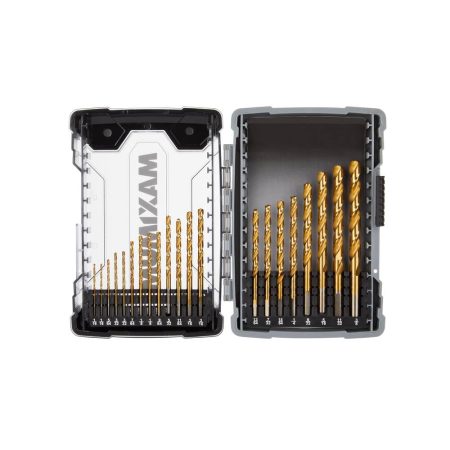 MAXIMUM Precision Point  7-edge Titanium Drill Bit Set for Wood, Metal, Plastic, 21-pc