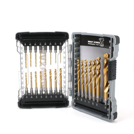 MAXIMUM Precision Point Impact 7-Edge Titanium Drill Bit Set for Wood, Metal, Plastic, 23-pc