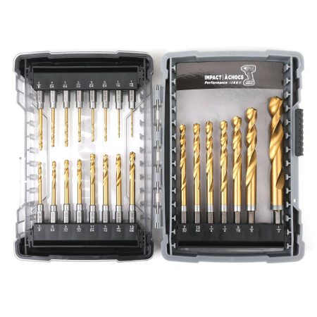 MAXIMUM Precision Point Impact 7-Edge Titanium Drill Bit Set for Wood, Metal, Plastic, 23-pc