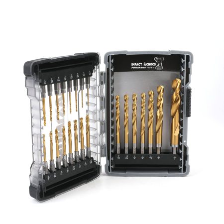 MAXIMUM Precision Point Impact 7-Edge Titanium Drill Bit Set for Wood, Metal, Plastic, 23-pc