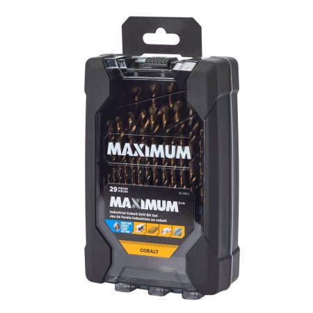 MAXIMUM Industrial Cobalt Drill Bits for Metal, Wood, Plastic, 29-pc