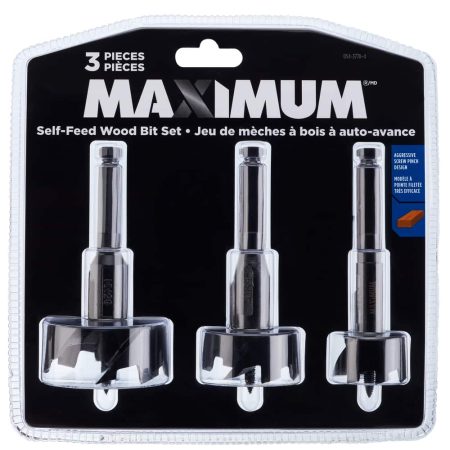 MAXIMUM Self-Feeding Drill Bit Set for Wood, 3-pc