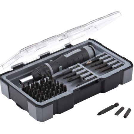 Maximum 47-pc Ratcheting Precision Screwdriver Set with S2 Black Oxide Bits and Plastic Case