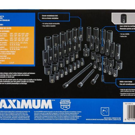 MAXIMUM 1/4-in Drive Impact Socket Set, 53-pc