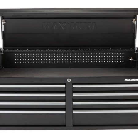 MAXIMUM Tool Storage Chest, Built-In Power Bar with USB, 8-Drawer, 56-in, Matte Black