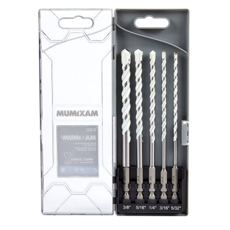 MAXIMUM Multi Construction Carbide Drill Bits Set for Wood, Metal, Plastic, Masonry, 5-pc