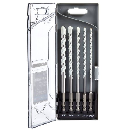 MAXIMUM Multi Construction Carbide Drill Bits Set for Wood, Metal, Plastic, Masonry, 5-pc