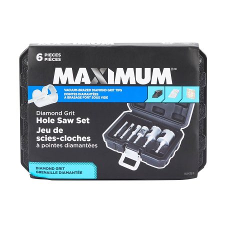 MAXIMUM Diamond Coated Hole Saw Set for Granite, Porcelain, Ceramic, 6-pc