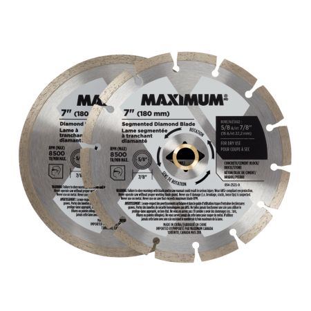 MAXIMUM 7-in Diamond Saw Blade Set for Ceramic, Concrete, Marble, Porcelain, 2-pc