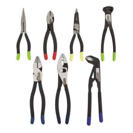 MAXIMUM Professional Grade Pliers Set, Soft Vinyl Grip, Carbon Steel, Colour Coded Tips, 7-pc