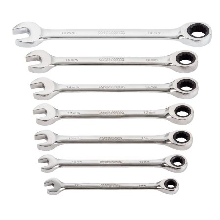 MAXIMUM Ratcheting Wrench Set, Metric, Nickel-Chrome Plating, 7-pc