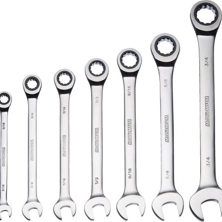 MAXIMUM Ratcheting Wrench Set, SAE, Nickel-Chrome Plating, 7-pc