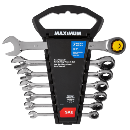 MAXIMUM Ratcheting Wrench Set, SAE, Nickel-Chrome Plating, 7-pc