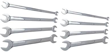 MAXIMUM Thin Profile Wrench Set, SAE/Metric, Nickel-Chrome Plating, 8-oc