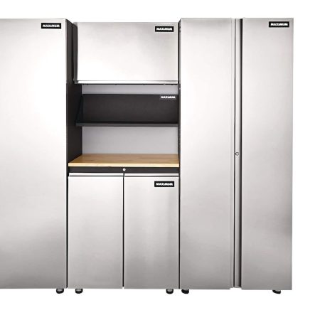 MAXIMUM 2-Door Tall Cabinet with 3 Adjustable Shelves, Stainless Series, 77 x 30 x 18-in