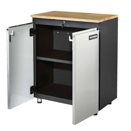 MAXIMUM 2-Door Wooden Top Base Storage Cabinet with Adjustable Shelf, Stainless Series, 37 x 30 x 18-in