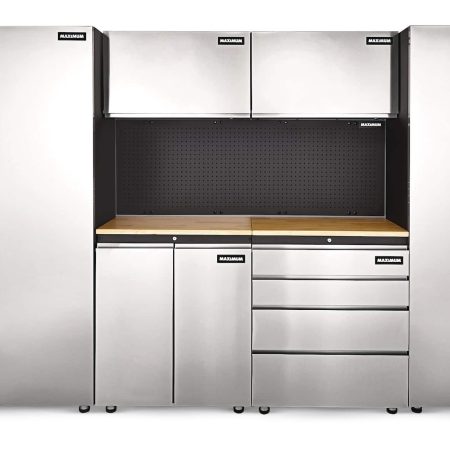 MAXIMUM 2-Door Tall Cabinet with 3 Adjustable Shelves, Stainless Series, 77 x 30 x 18-in